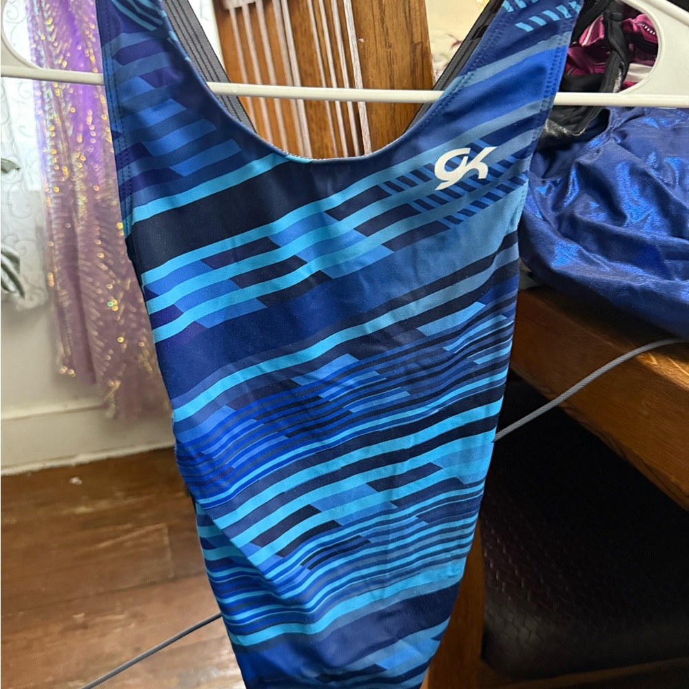 GK Vibrant Blue Patterned Leotard